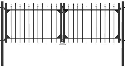 AluminiumTor-Set Chaussee, doppelflügelig, schwarz matt pulverbeschichtet, inklusive Pfosten und Beschlägen