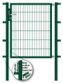 DoppelstabmattenTür verzinkt, grün beschichtet. Einzeltor mit Mattenhaltern, Beschlägen und Schließset. für Doppelstabmattenzaun